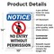 Signmission No Entry Without Permission OSHA Notice Sign, Plastic, 10in W x 14in L, 2PK OS-2PACK-NS-P-1014-V-14523 - alternate 5